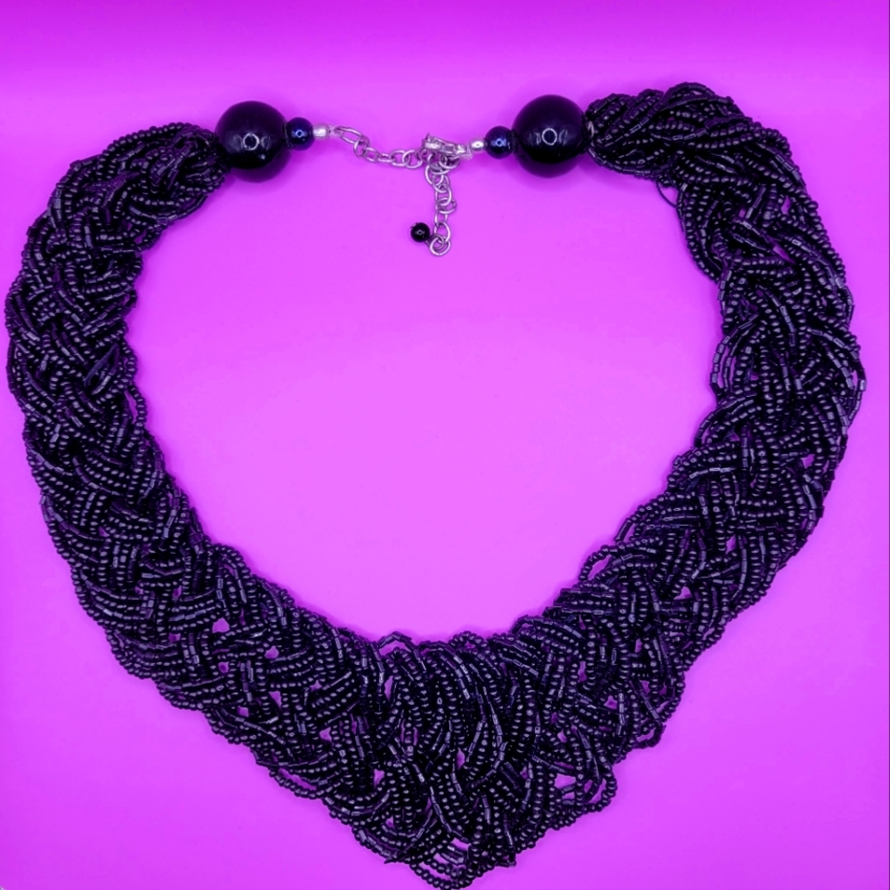 Stunning Black Seed beads Statement Necklace